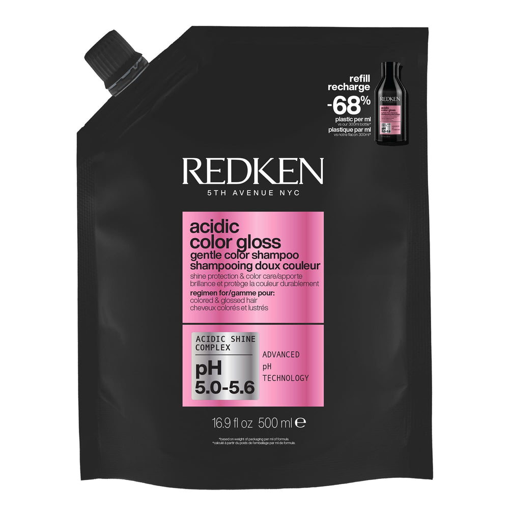 Redken Acidic Color Gloss Shampoo bottle front, color protection in focus