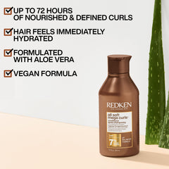 Redken All Soft Mega hair application shows detangling for smoother styling.