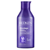 Redken Blondage bottle pour shows purple pigment countering brassiness.