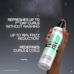 Redken Curl Refreshing Mist dispenser pump enables quick, even application.