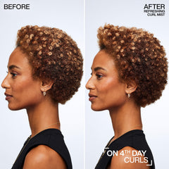 Redken Curl Refreshing Mist spray delivers a lightweight mist for curl refresh.