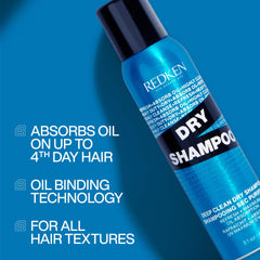 Redken Deep Clean Dry Shampoo bottle angled view for quick refresh