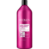 Redken Extend Magnetics conditioner bottle highlighting color protection and sulfate-free formula.