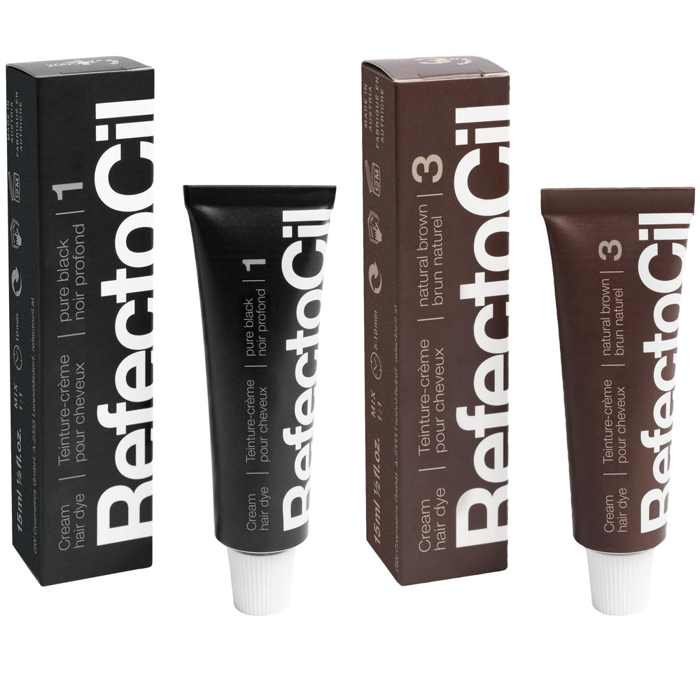 Refectocil No.1 Pure Black cream dye swatch for natural brunette results.