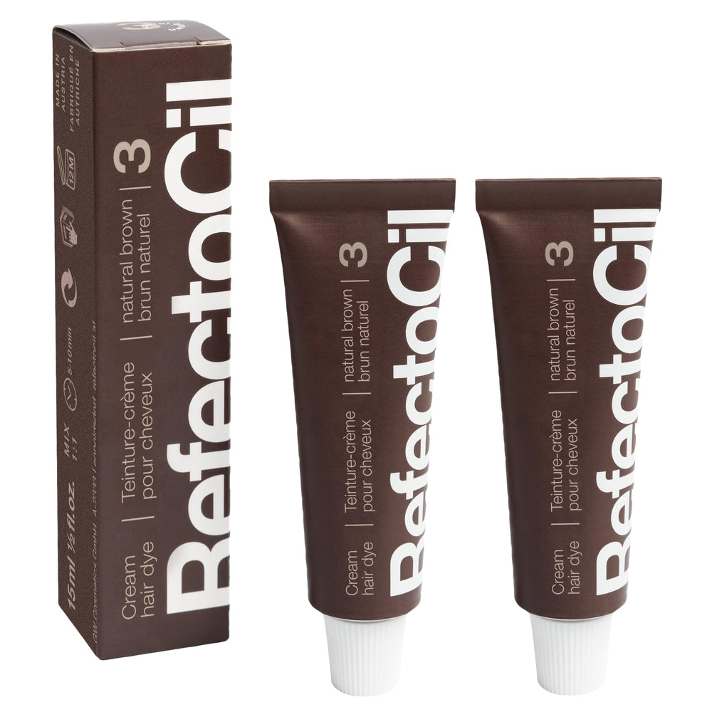 RefectoCil No. 3 Natural Brown cream dye tube for long-lasting brunette color.