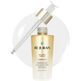 REJURAN Dual Effect Ampoule bottle dispensing a precise drop for targeted anti-aging care