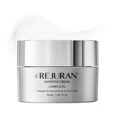REJURAN Nutritive Cream bottle demonstrates deep hydration for daily nourishment.