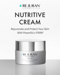 REJURAN Nutritive Cream texture close-up shows silky, nourishing application.