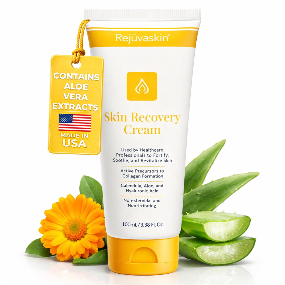 Rejuvaskin Skin Recovery Cream packaging signals trusted radiation care