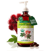 RejuveNaturals Castor Oil bottle 16oz glass for hair and lash health