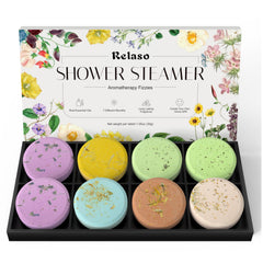 Relaso bombas de ducha aromaterapia en caja regalo, ideal para regalo y relajación diaria.