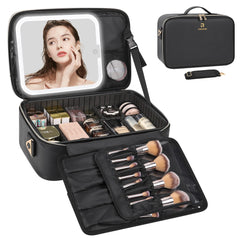 Relavel makeup train case with LED mirror for precise on-the-go lighting.
