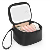 Relavel mini makeup bag with LED mirror, front view for on-the-go touch-ups.