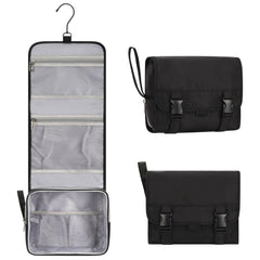Relavel small hanging toiletry bag folded compact for easy travel storage.
