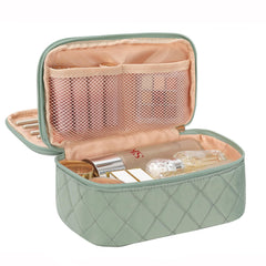 Relavel small makeup bag in green, travel-friendly size for cosmetics.