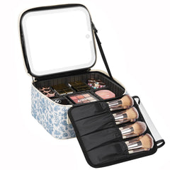 Relavel travel makeup bag with LED mirror, bright lighting for on-the-go makeup
