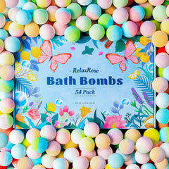 RelaxRose bombas de baño 54 unidades, colores vivos para relajación en casa