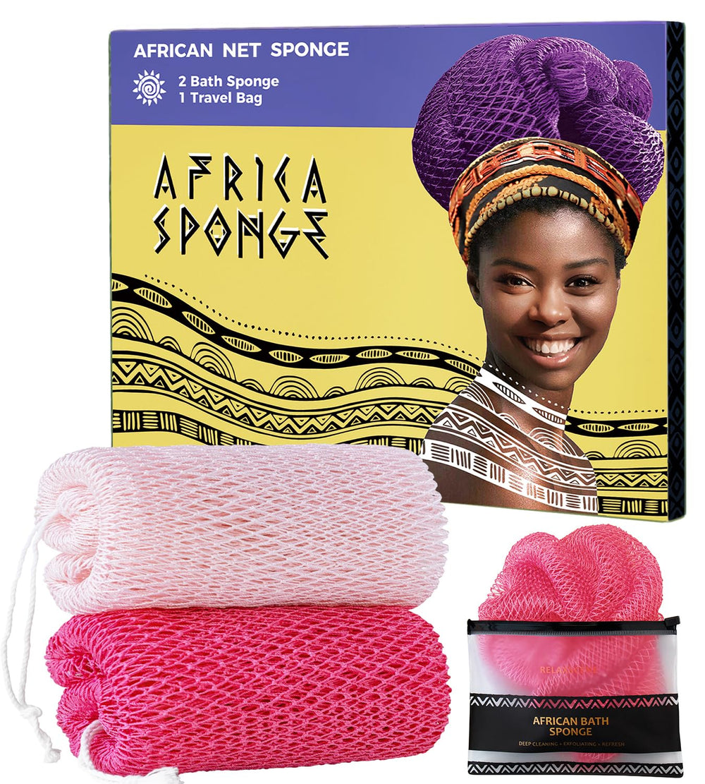 RelaxScene esponja africana de red auténtica de dos piezas para exfoliar la piel