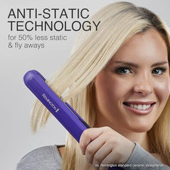 Remington anti-static technology flat iron image demonstrating reduced flyaways for a sleeker finish