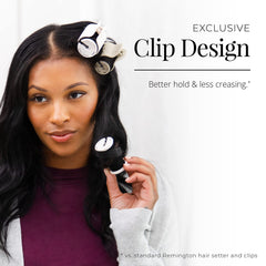 Remington Shine Therapy exclusive clip reduces creases for smooth curls.