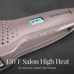 Remington Wet2Straight 450°F heat delivers quick, long-lasting straight style