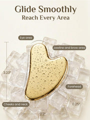 Rena Chris Gua Sha tool close-up shows durable stainless steel surface.