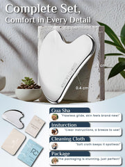 Rena Chris Gua Sha tool silver side angle highlights sleek stainless steel