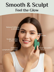 Rena Chris gua sha with oil supports gentle jawline contouring.