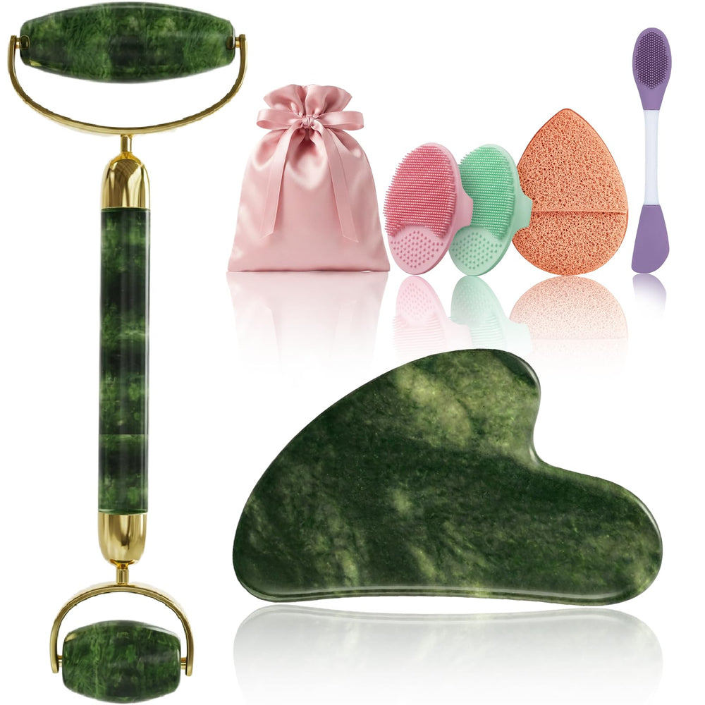 Rena Chris jade roller for cooling facial massage and depuffing.