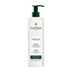 Rene Furterer Triphasic Thickening Shampoo bottle highlighting hair strength and resilience