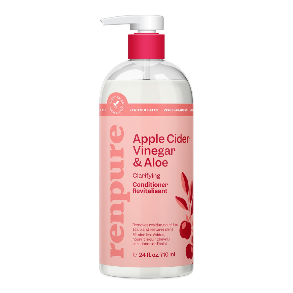 RENPURE Acondicionador Vinagre de Manzana y Aloe, botella, brillo suave para el cabello.