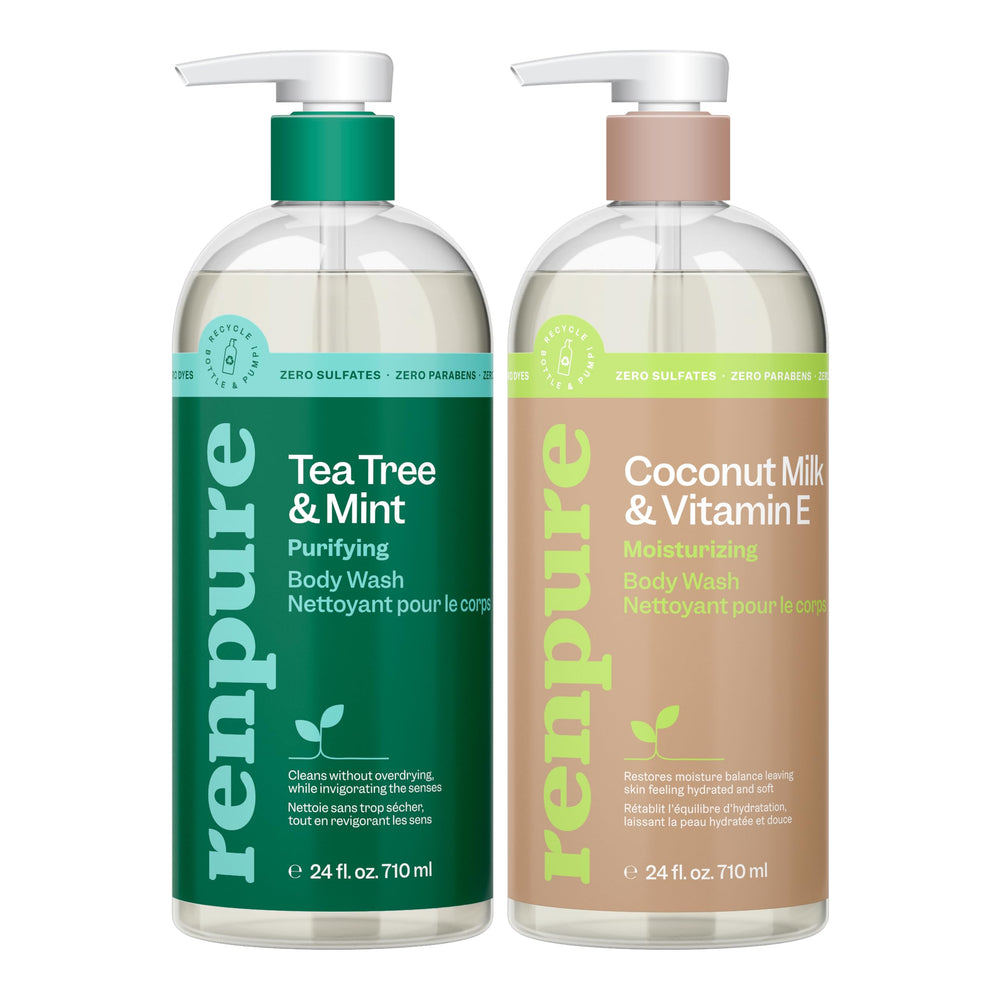 Renpure árbol de té y menta: ducha purificante para piel sensible y fresca.