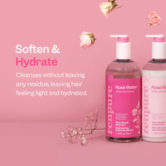 Renpure Champú Rosa Agua: primer plano de rosa y agua con aroma suave