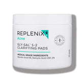 Replenix Gly-Sal Clarifying Acne Pads packaging on bathroom counter for quick daily use.