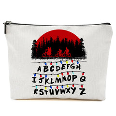 Repnalm Friends Makeup Bag front view in white linen for travel organization