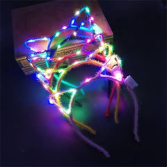 Reqo orejas gato con luz intermitente, perfecto para fiestas nocturnas.