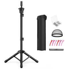 Retbtnm wig head stand 50 inches offers stable tripod support for styling.