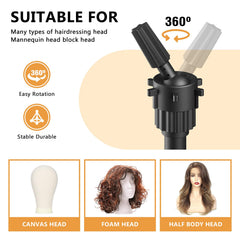 Retbtnm wig head stand anti-slip base keeps the display secure.