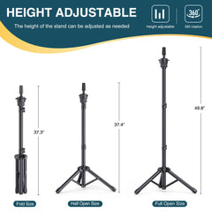 Retbtnm wig stand with adjustable tripod offers flexible height for different wigs