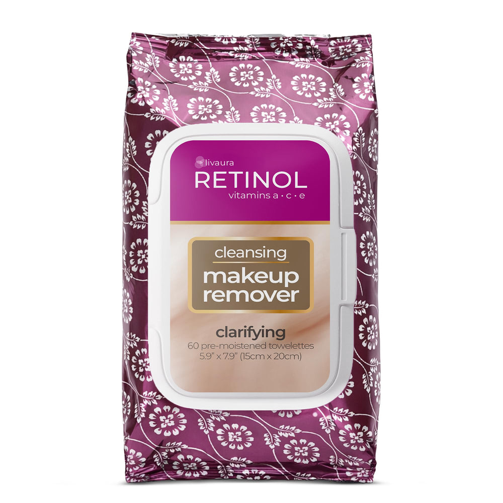 Retinol LIVAURA: toallitas limpiadoras antiarrugas para una limpieza rápida y suave.