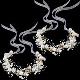 Diadema Retrowavy de flor con cristales para niñas, ideal para bodas.