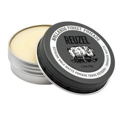 REUZEL Extreme Hold Matte Pomade en frasco, fijación duradera para peinados texturizados.