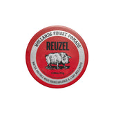 REUZEL Red Pomade jar close-up highlights easy wash-out and high shine.