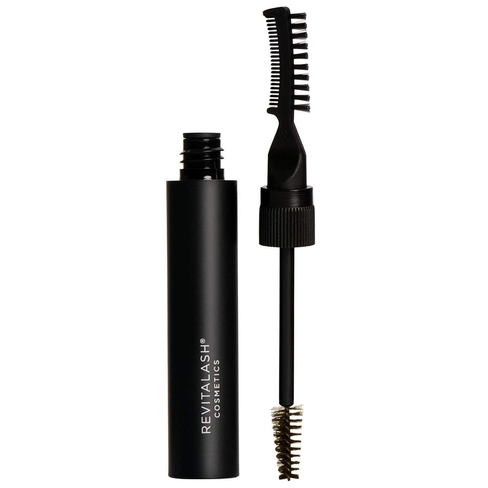 RevitaLash Hi-Def Brow Gel Soft Brown bottle close-up showing buildable color