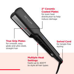 REVLON all-hair-types flat iron achieves ultra-straight looks near roots