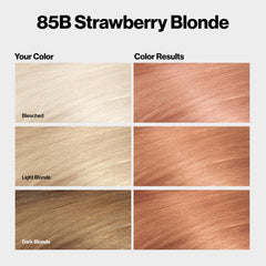 Revlon ColorSilk 85B Strawberry Blonde box highlights shade available
