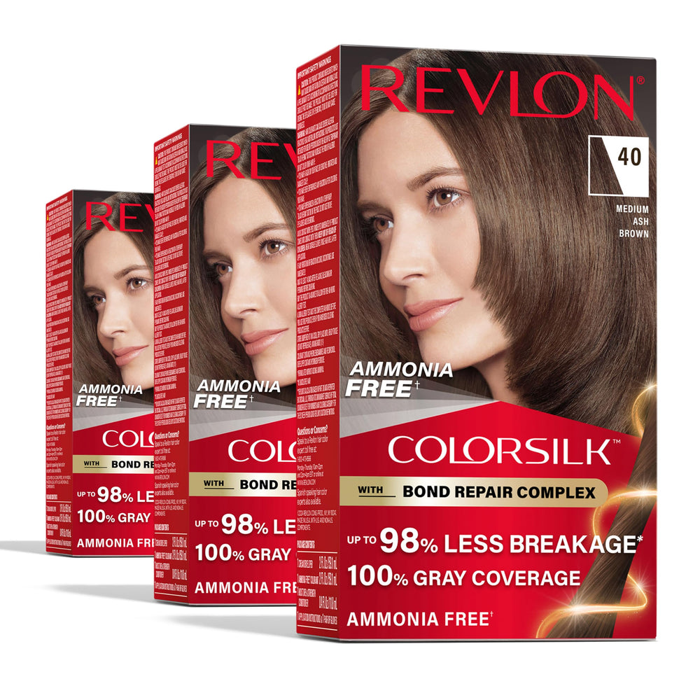 Revlon ColorSilk bond repair bottle and box showing bond repair action for healthier color