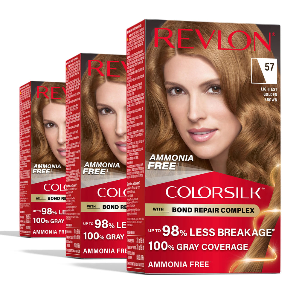 Revlon ColorSilk Bond Repair Brown Pack3 Box promotes even tone and repair-friendly formula.