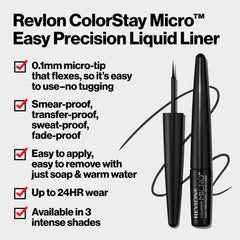 Close-up of Revlon ColorStay Micro Easy Precision Liquid Liner 0.1mm tip for accuracy.
