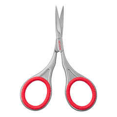 Revlon curved-blade cuticle scissors close-up showing precision blade.